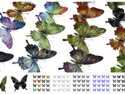 16 Leaf Butterfly Hybrid Swarm Low-poly 3D model