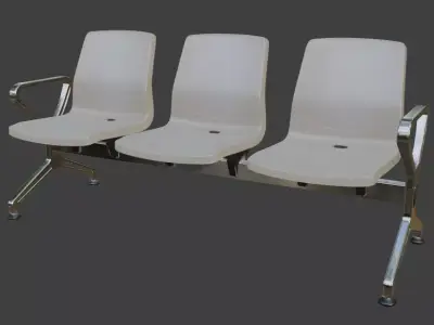Modern Waiting Room Bench 3D Model 3D model