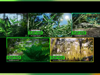 MEGA PLANT PACK - 15 Global Grass Pack 01 Low-poly 3D model