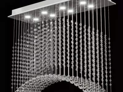 Wave Rectangle Rain Drop Crystal Chandelier 3D model