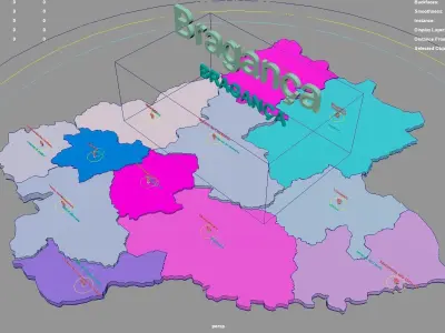 Braganca  Portugal map region geography political geographic 3D model