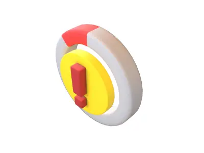 Battery Circle with Exclamation Mark Symbol v1 006 Low-poly 3D model