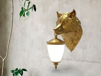 Wolf Head Wall Lamp 3D print model buy