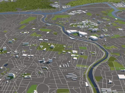 Daegu South Korea 50x50km 3D City Map 3D model