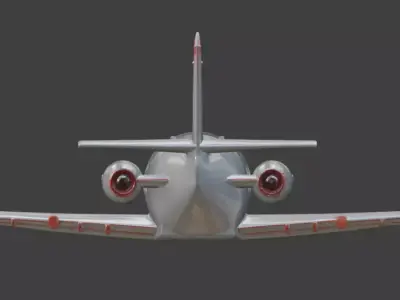 Futuristic Cartoon Passenger Plane 3D Model Low-poly 3D model