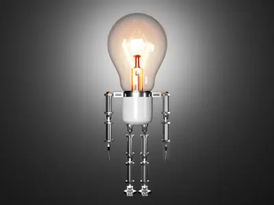 Light Bulb Robot Rigged 3D model