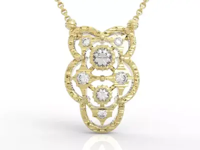 Stunning Floral Diamond Pendant Necklace 3D print model
