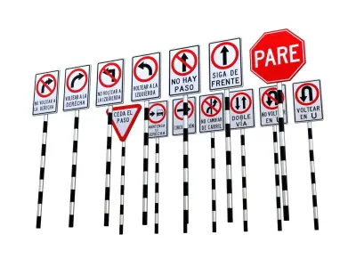 Street Sign Traffic - Traffic signs - transito Low-poly 3D model