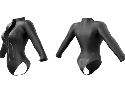 Latex BodySuit With Zip Low-poly 3D model