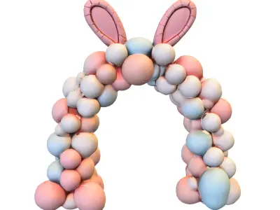 Bunny Balloon Arch Low-poly 3D model
