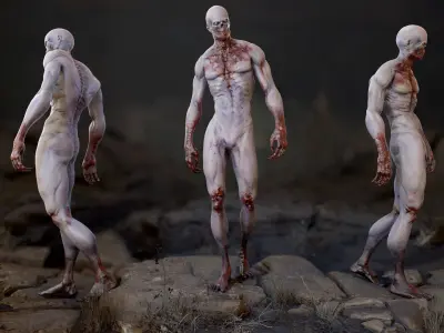 Zombies Collection man with belly Low-poly 3D model