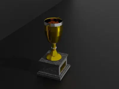coppa oro argento su piedistallo gold and silver cup on pedestal 3D model