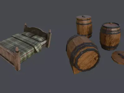 Modular Medieval Interior pack Low-poly 3D model