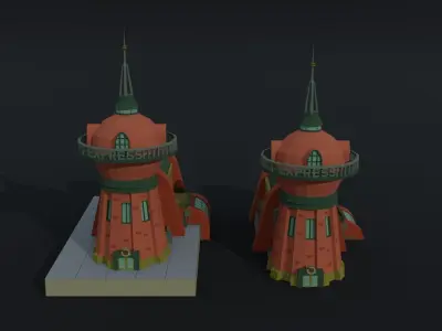 Cartoon Futuramma Planet express Polygonal Style Low-poly 3D model