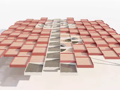 Architectural Parking Canopy with Glass Roofing pergola Low-poly 3D model