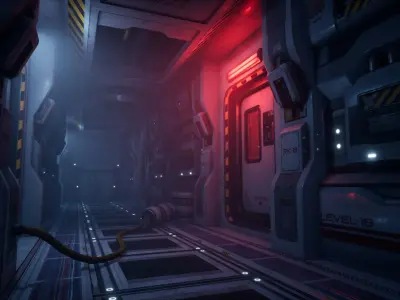 Sci-Fi Modular Corridor - 11 Assets Pack Low-poly 3D model