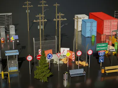 KitBash 3D Street Ultimate Low-poly 3D model