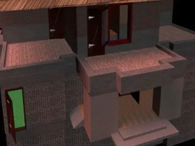 Advance 3d House 3Floors Windows and Doors  Free low-poly 3D model