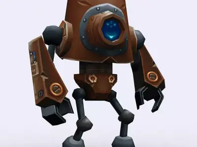 3DRT-Chibii-robot-05 robot with eyes Low-poly 3D model