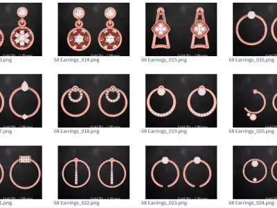68 Light wt minimalistic earrings collection  3D print model
