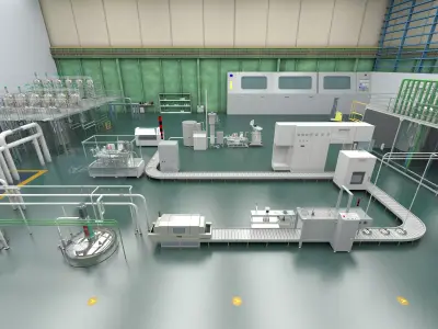 Factory production line 3D model