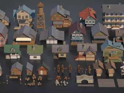 Medieval Set 01 Low-poly 3D model