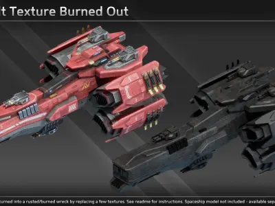 Scifi SpaceshipWreckage Debris Kit Low-poly 3D model