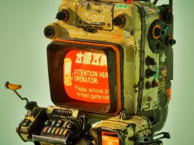 Cyberpunk Retro Scifi Terminal Game ready 3D model