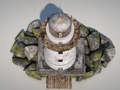 Old Rocky Lighthouse Low-poly 3D model