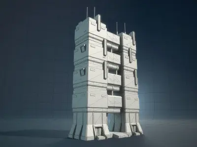 Sci-Fi Towers Modular Set Low-poly 3D model