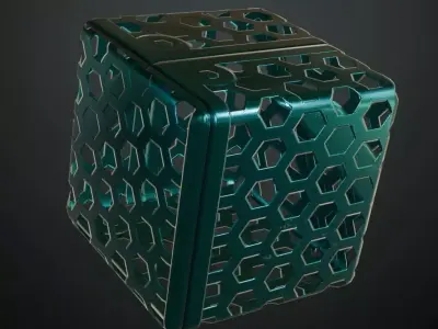 Cyan Hexagonal Perforated Metal Grill Transparent PBR Seamless Texture