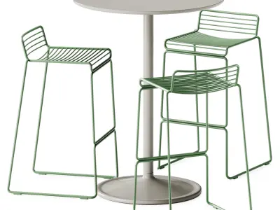 Soft Cafe Table by Muuto and Hee Bar Stool by Hay 3D model