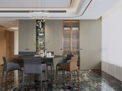 Italian style light luxury living room 3D model