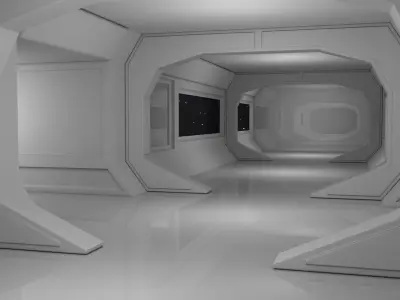 Sci Fi Corridor Low-poly 3D model 9