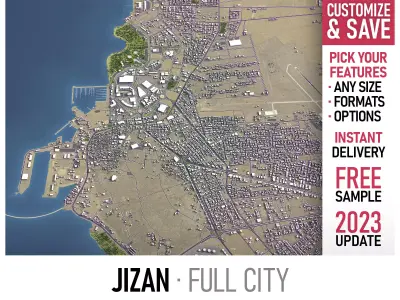 Jizan - 3D City Model Low-poly 3D model