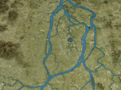 Guangzhou - Topography Terrain Low-poly 3D model