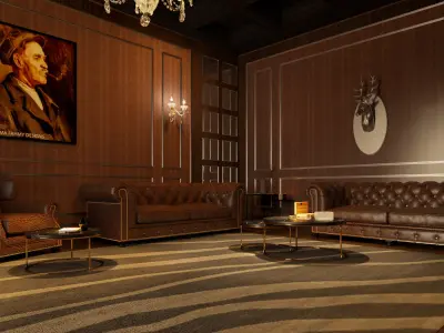 smoking room 3d model 3D model