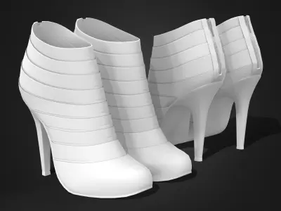 Ankle Pleated Boots Low-poly 3D model