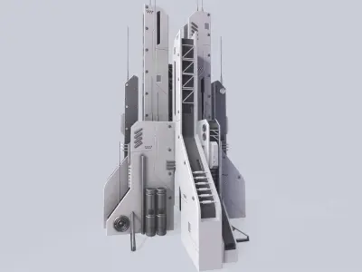 Futuristic building Low-poly 3D model buy