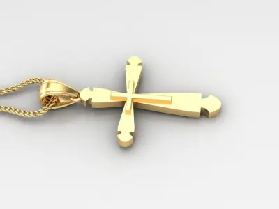 Light Gold 18K Cross Pendant 2CP036 3D print model
