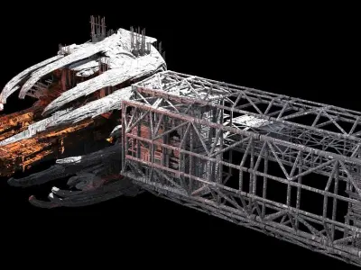 Sci Fi Ship Docking Gridding With Wraith Ship  Low-poly 3D model