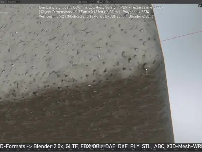 Company Signpost 3 Columns Low-Poly Version Low-poly 3D model