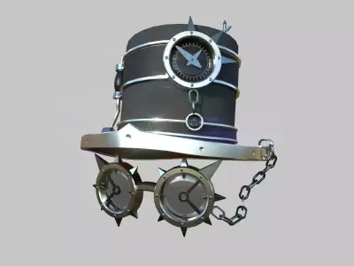 Steampunk Hat 05 Silver Black - SciFi Character Design Low-poly 3D model