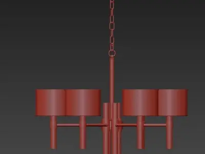 Wide Antique Brass Chandelier and pendant lamps 3D model