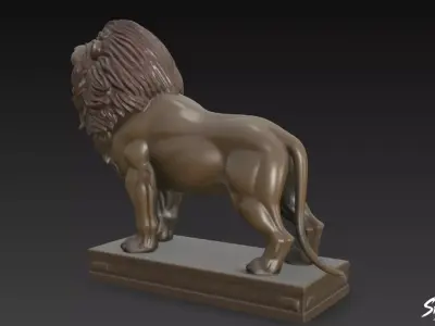 Lion Statue V25 Low-poly 3D model