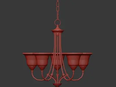 HARMONY five light chandelier with glass shades 3D model