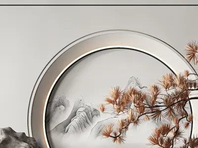 New Chinese Stone Landscape Pine Texture