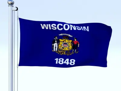 Animated Wisconsin Flag Low-poly 3D model