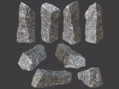 Gravel 4 rock Low-poly 3D model