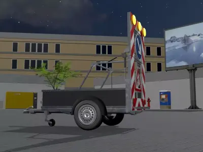 Traffic sign 615 Mobile barrier sign right 2500x1700 Low-poly 3D model